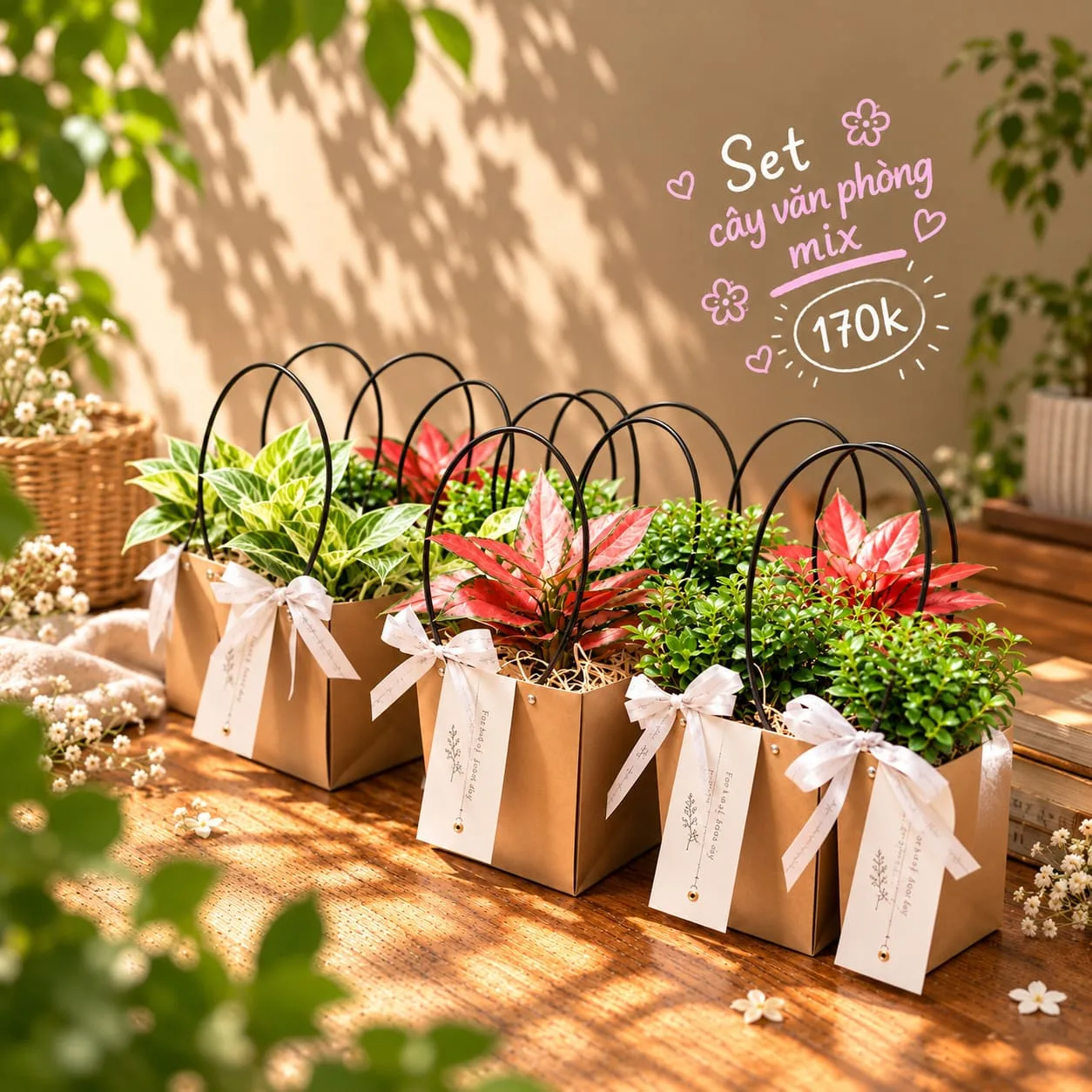 Set cây văn phòng mix